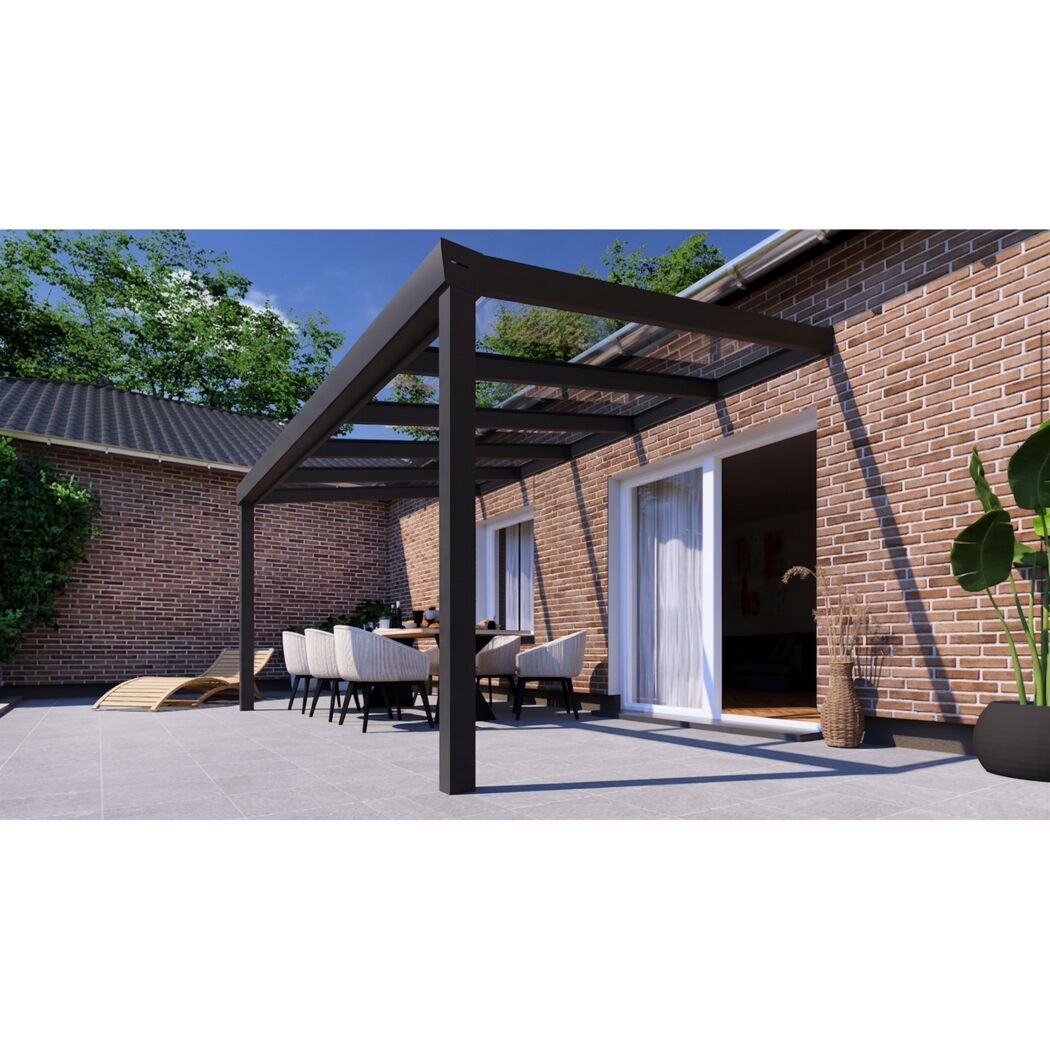 Terrassenüberdachung 'Premium Roof' anthrazit 406 x 300 cm Verbundsicherheitsglas