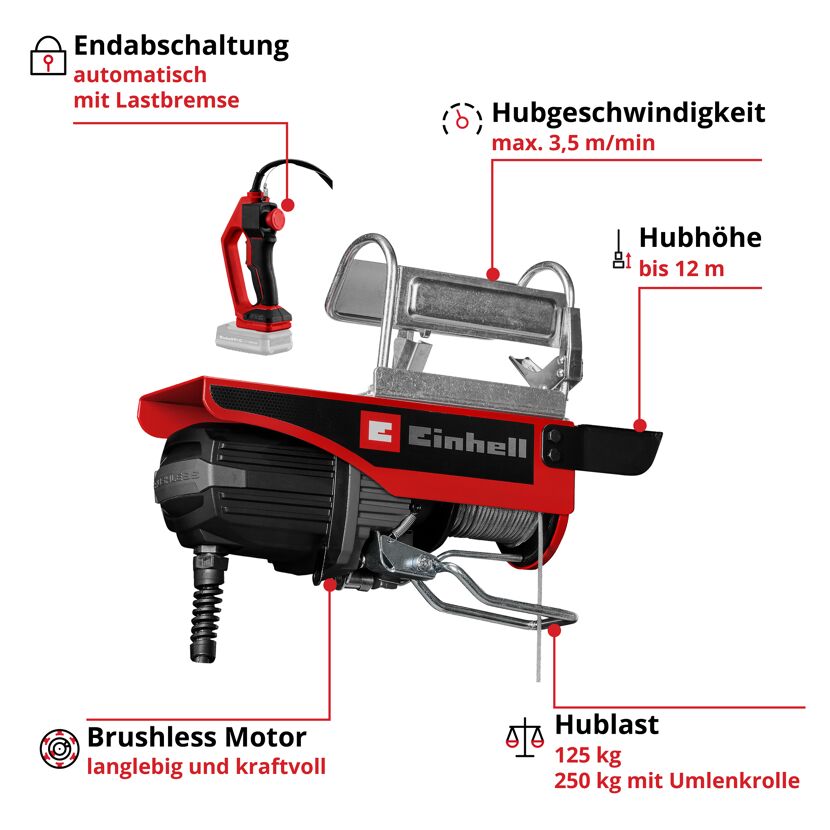 Akku-Seilbezug 'TE-EH 18/250 Li B-Solo' ohne Akku und Ladegerät 125 kg