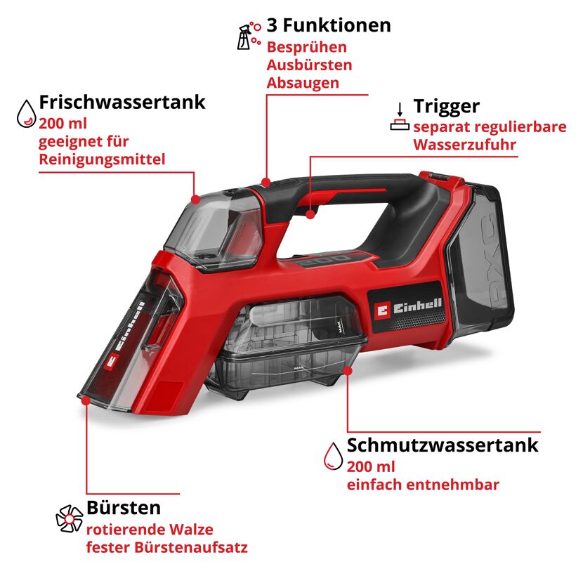 Akku-Waschsauger 'TE-SCL 18/200 Li-Solo' ohne Akku und Ladegerät 18 V rot/schwarz