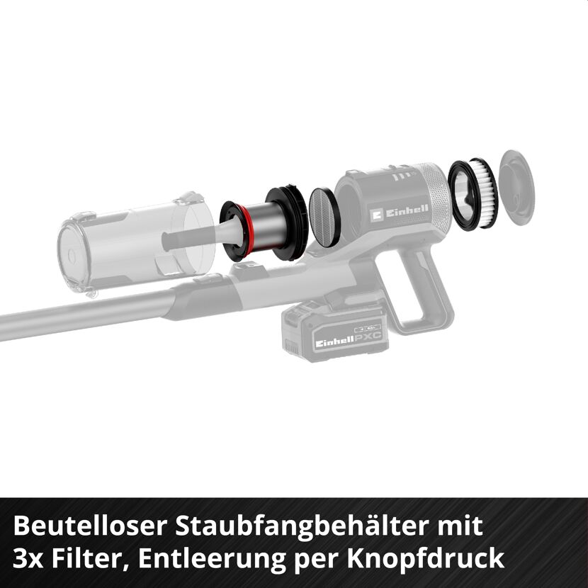 Akku-Stielstaubsauger 'TE-SV 18/270 Li BL' ohne Akku und Ladegerät 18 V rot/schwarz