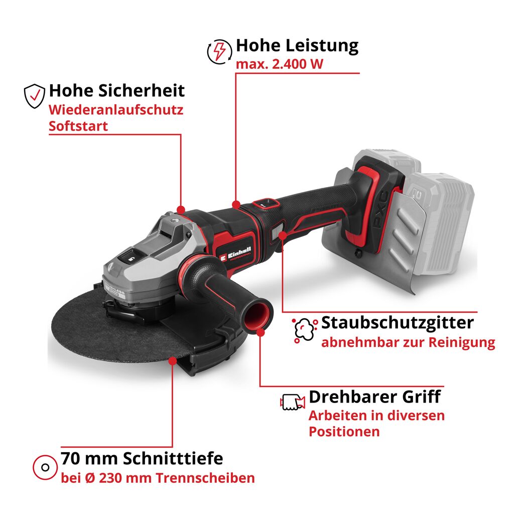 Akku-Winkelschleifer 'TP-AG 36/230-24 Li BL Solo' ohne Akku und Ladegerät