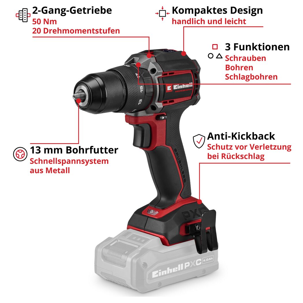 Akku-Schlagbohrschrauber 'TP-CD 18/50-C Li-i BL' Professional mit Akku und Ladegerät 18 V