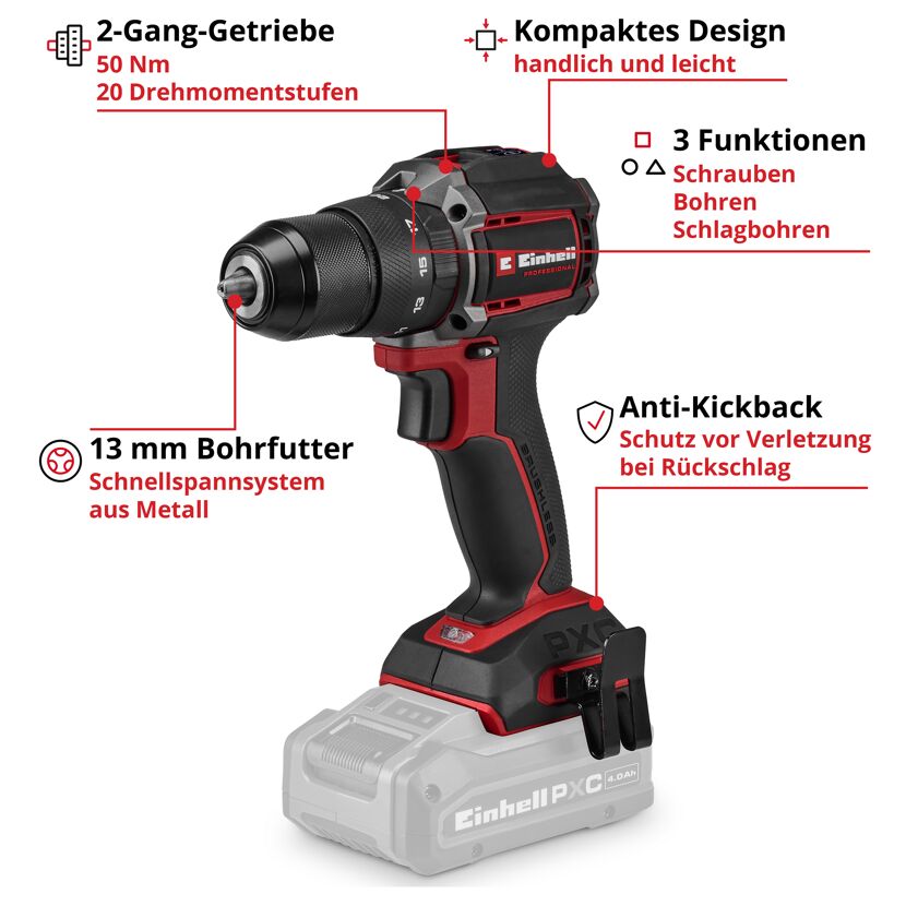 Akku-Schlagbohrschrauber 'TP-CD 18/50-C Li-i BL' Professional mit Akku und Ladegerät 18 V