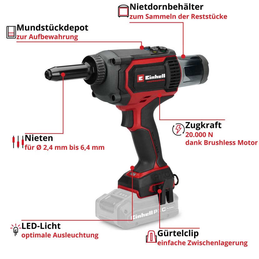 Akku-Nietpistole 'TP-RG 18/30 Li BL' Professional ohne Akku und Ladegerät 18 V