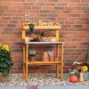 Pflanztisch mit Ablage honigbraun 86.5 x 40.5 x 12 cm