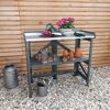 Pflanztisch mit Arbeitsfläche klappbar grau 97.5 x 47 x 18.5 cm