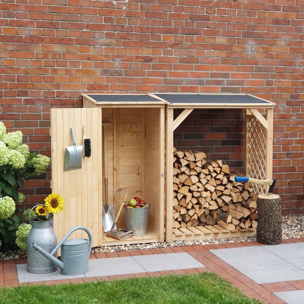 Kaminholzregal 'Speyer' Holz natur 192 x 148 x 68,5 cm
