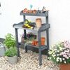 Pflanztisch mit Ablage grau 86.5 x 40.5 x 12 cm