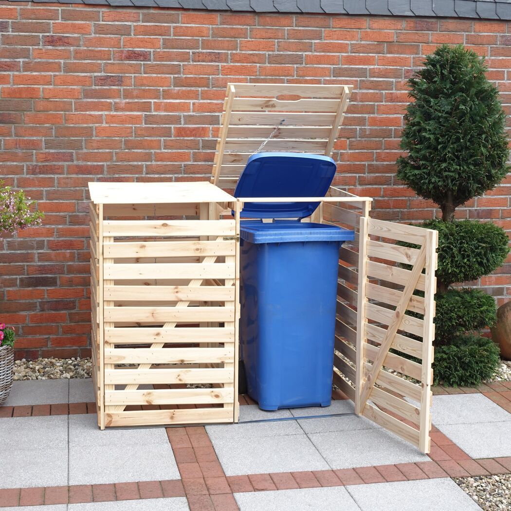 Mülltonnenbox 'Vario V' für 2 Abfalltonnen 148 x 122 x 92 cm natur