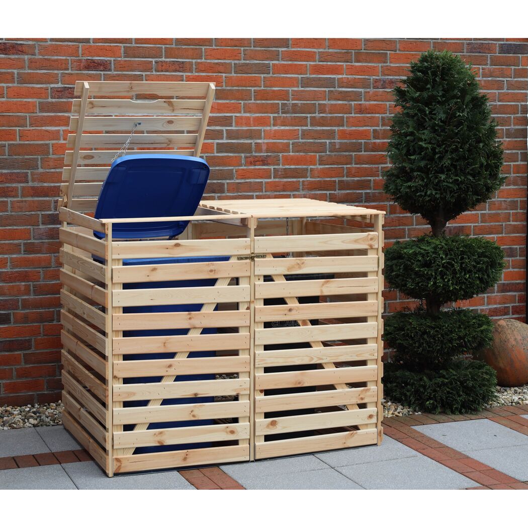 Mülltonnenbox 'Vario V' für 2 Abfalltonnen 148 x 122 x 92 cm natur