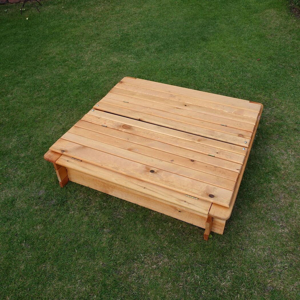 Sandkasten 'Donald' mit klappbarer Abdeckung Holz honigbraun 100 x 24 x 100 cm