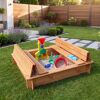 Sandkasten 'Donald' mit klappbarer Abdeckung Holz honigbraun 100 x 24 x 100 cm