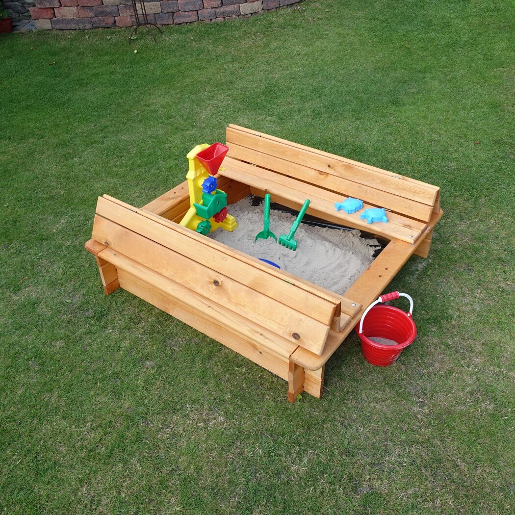 Sandkasten 'Donald' mit klappbarer Abdeckung Holz honigbraun 100 x 24 x 100 cm