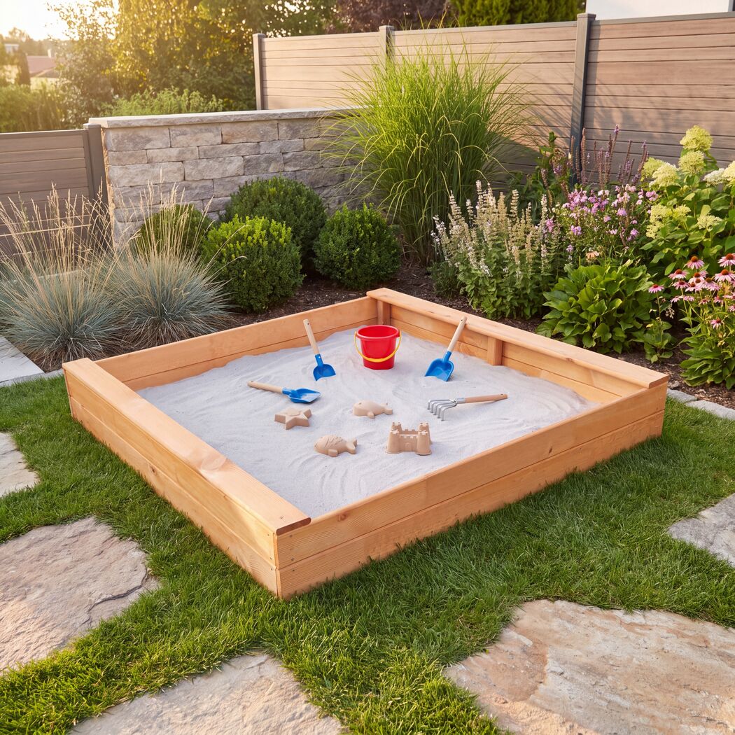 Sandkasten 'Multi' Holz honigbraun 140 x 22 x 140 cm