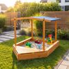 Sandkasten 'Multi' mit Bugbox und Sonnendach Holz honigbraun 140 x 131 x 260 cm