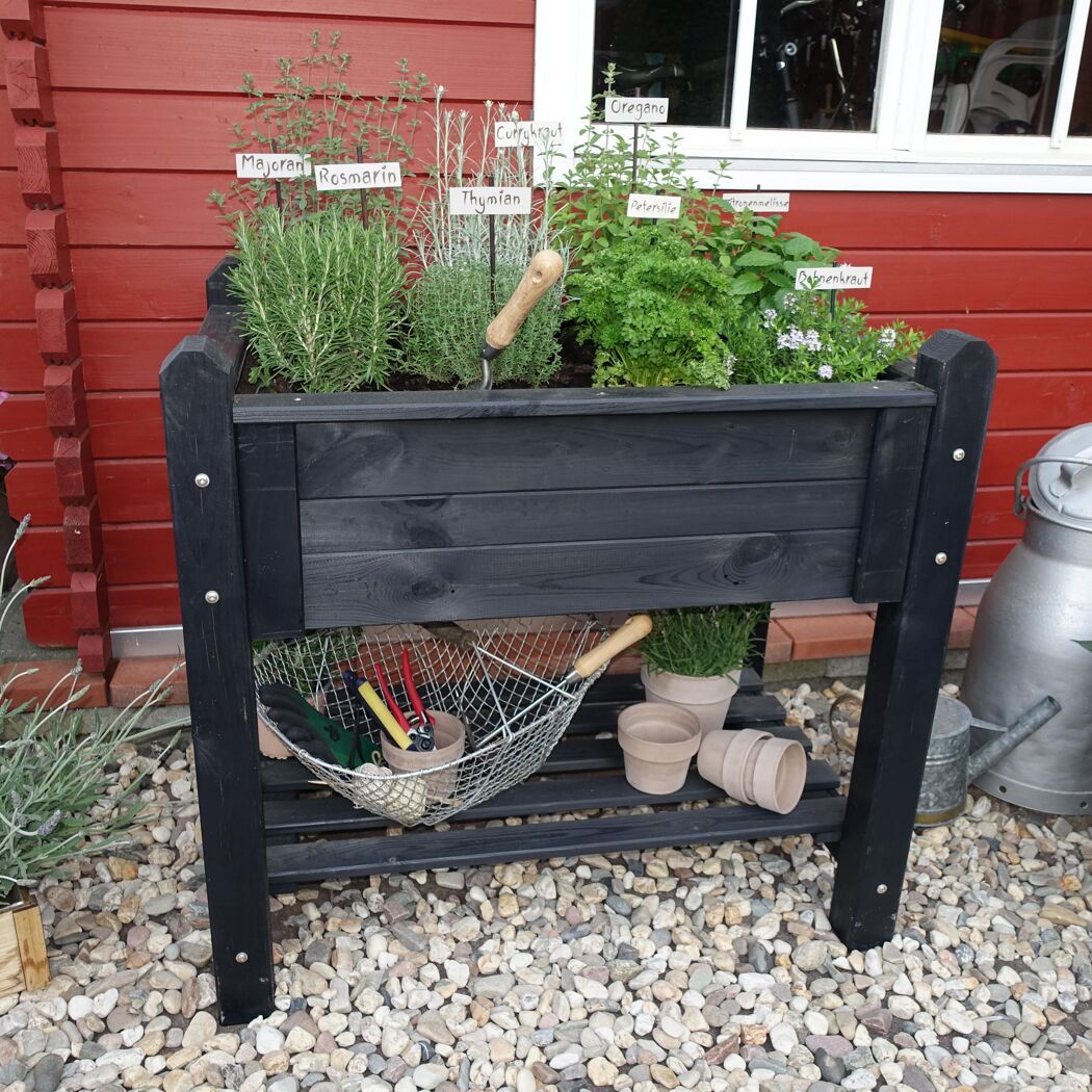Kräuterbeet anthrazit Kiefernholz 90 x 60 x 84,5 cm