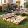 Sandkasten 'Yanick' mit Sitz- und Staukasten Holz natur 248 x 21 x 225 cm