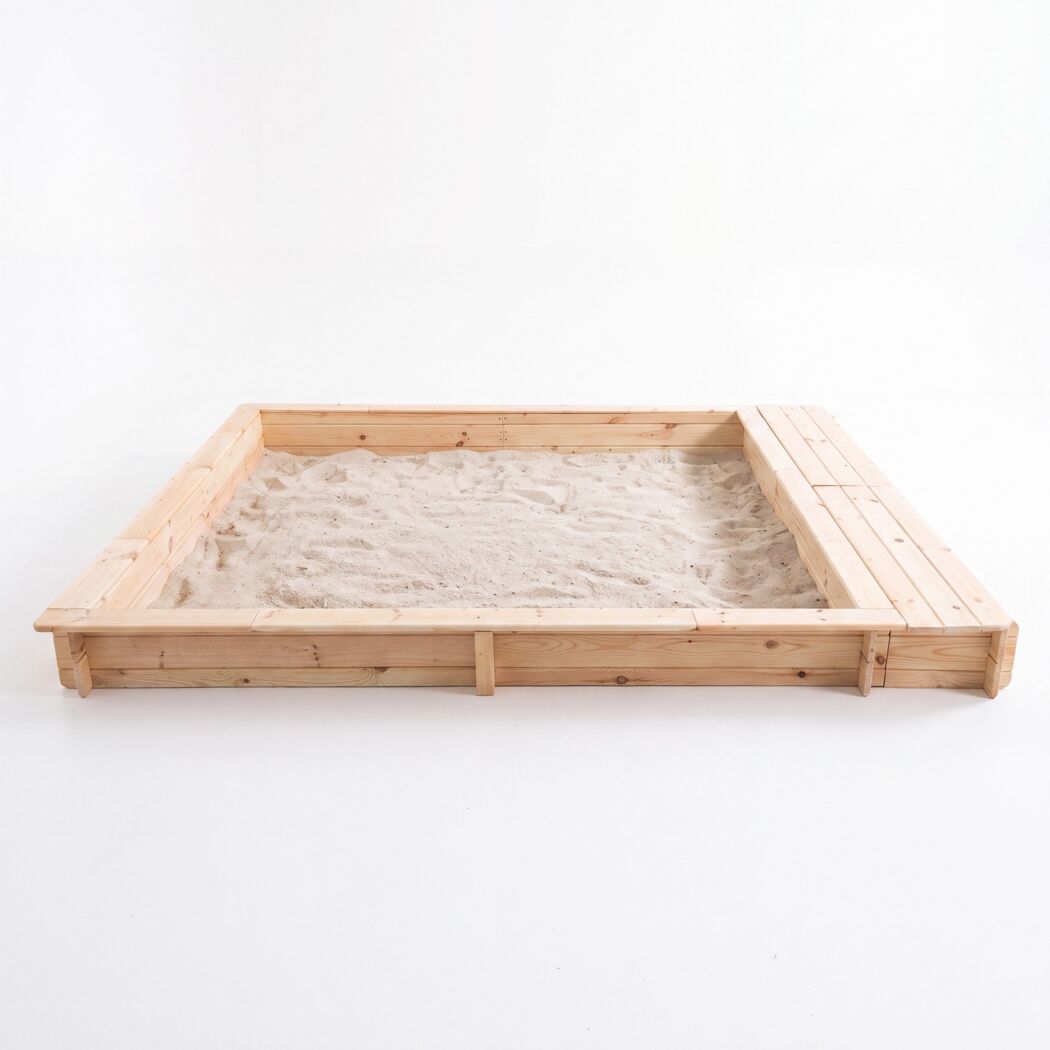 Sandkasten 'Yanick' mit Sitz- und Staukasten Holz natur 248 x 21 x 225 cm