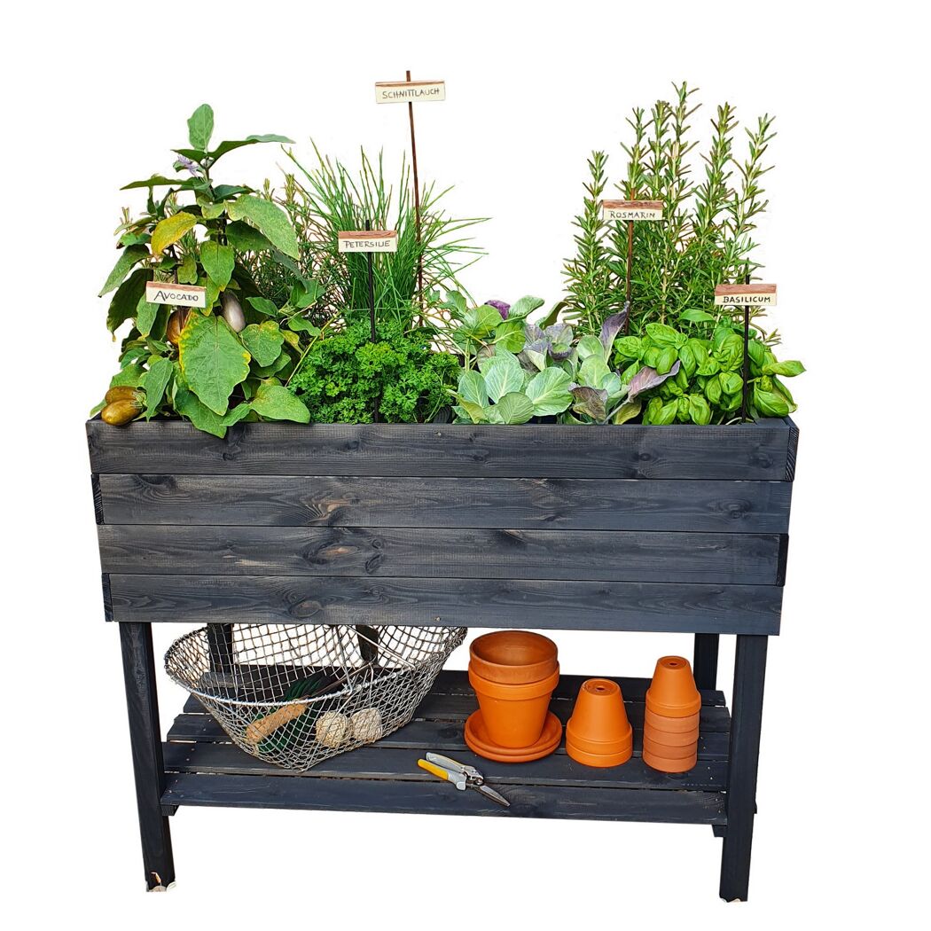 Balkon-Kräuterbeet anthrazit Kiefernholz 100 x 50 x 80 cm