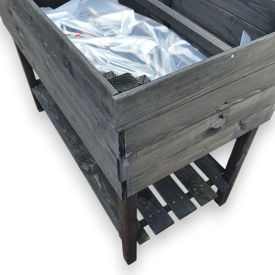 Balkon-Kräuterbeet anthrazit Kiefernholz 100 x 50 x 80 cm