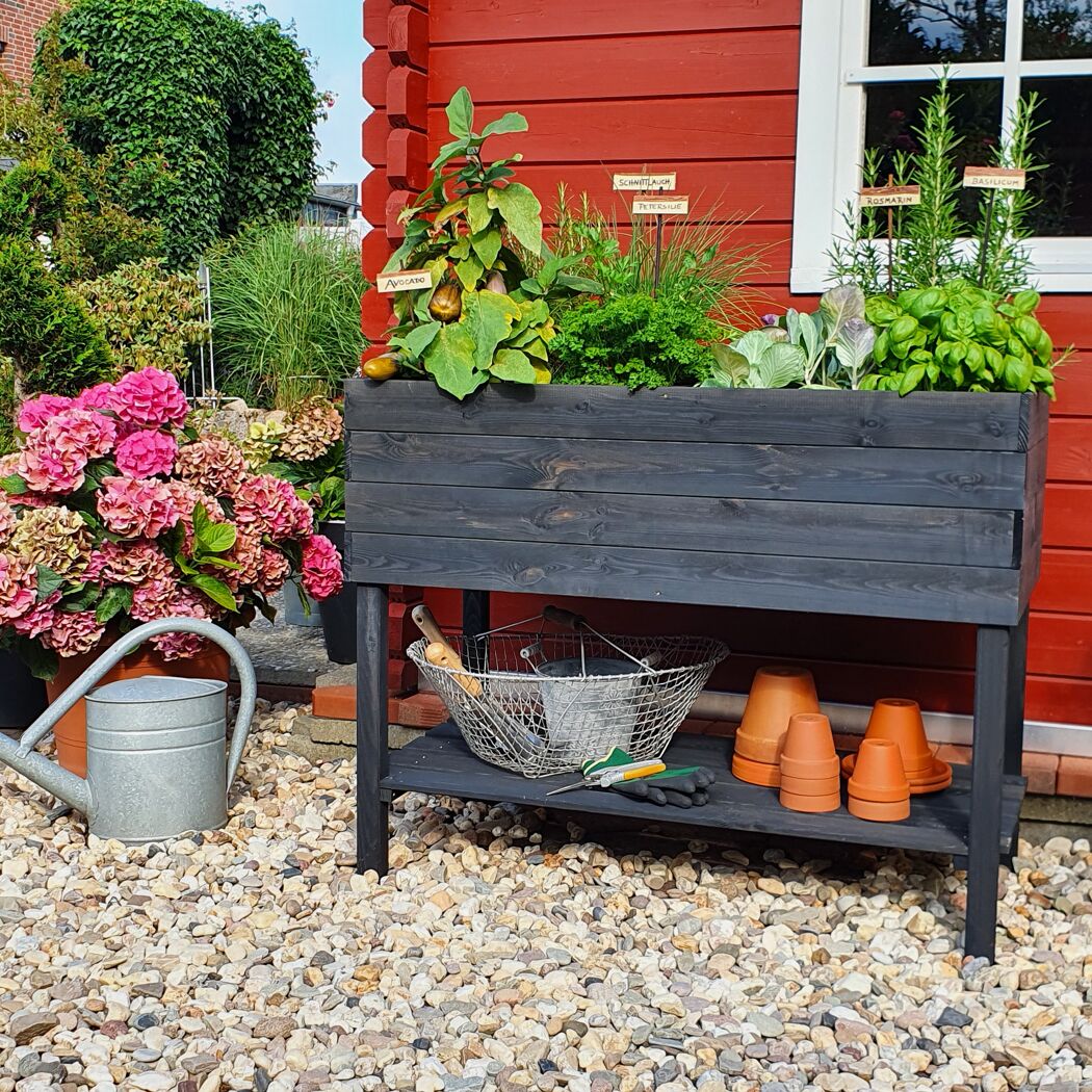 Balkon-Kräuterbeet anthrazit Kiefernholz 100 x 50 x 80 cm