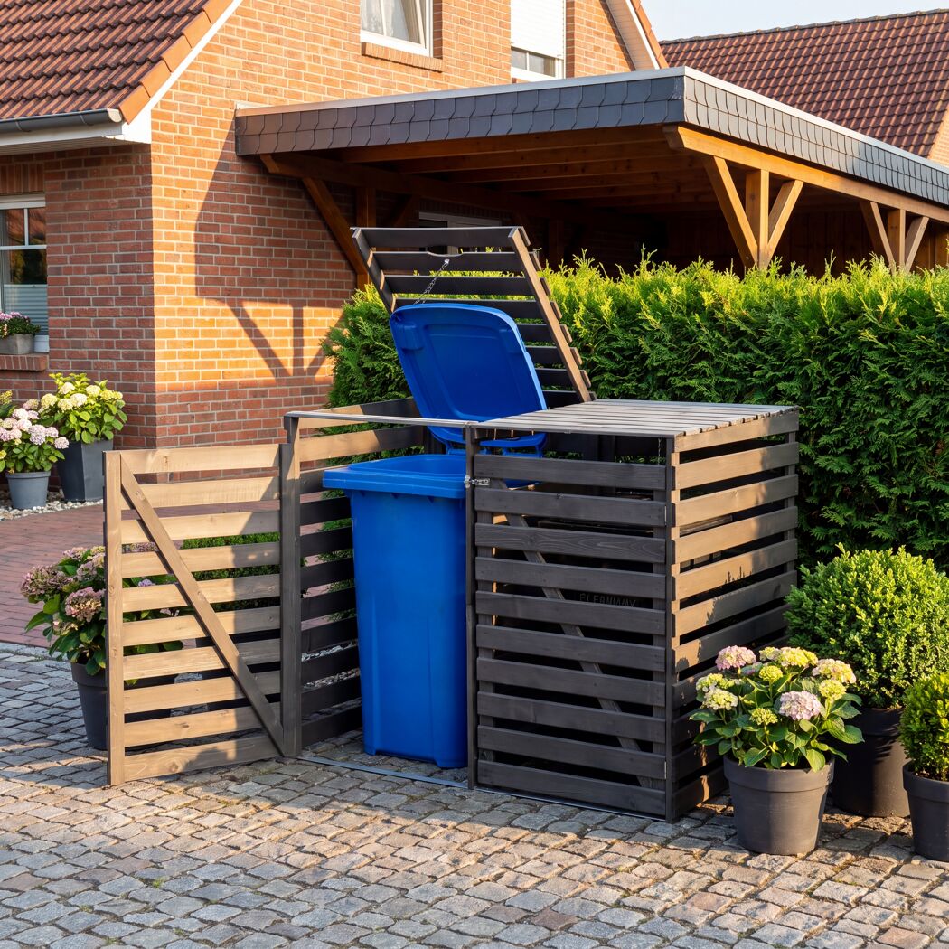 Mülltonnenbox 'Vario V' für 2 Abfalltonnen 148 x 122 x 92 cm anthrazit