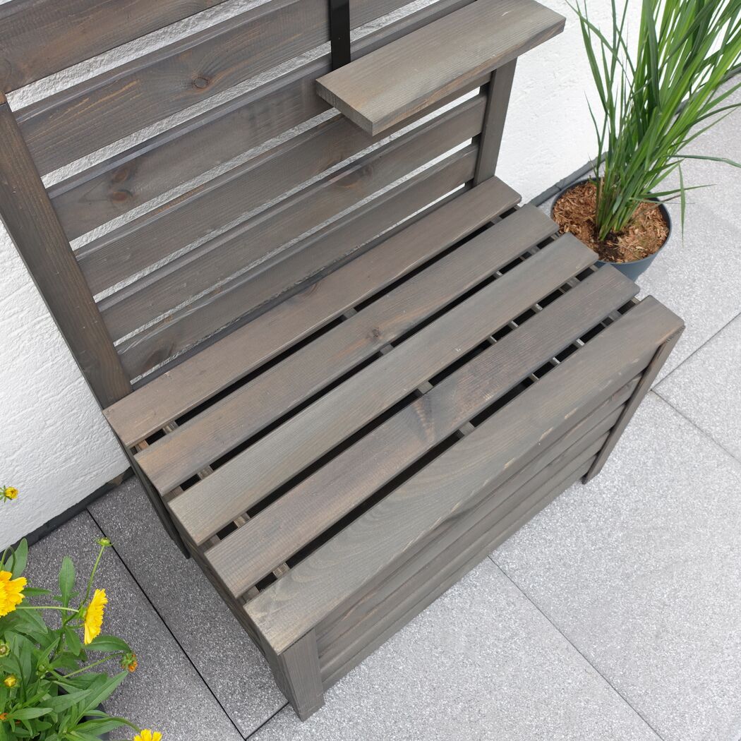Spaliergitter mit Staukasten Holz grau 70 x 180 x 40 cm