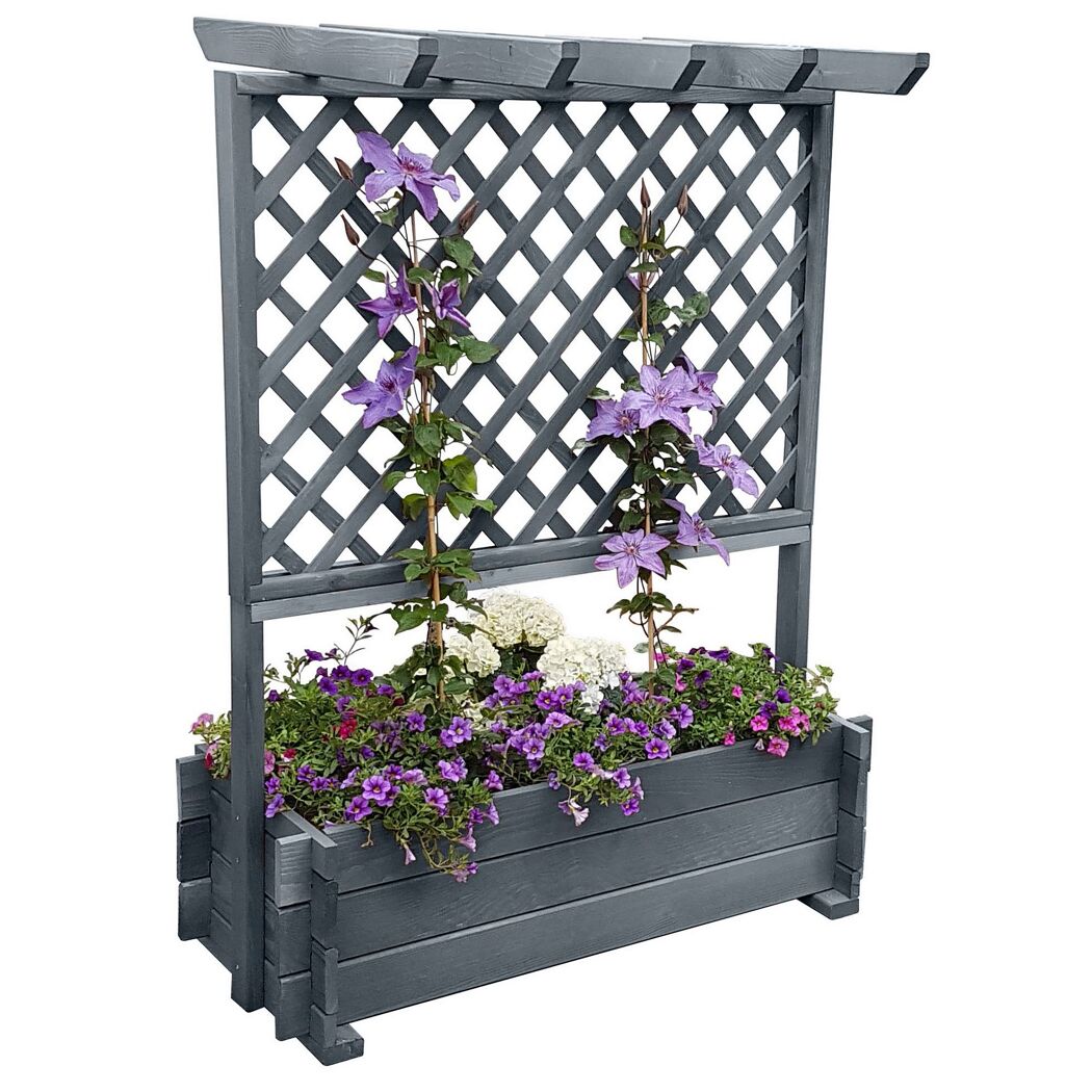 Rankkasten mit Pergola Holz grau 112 x 139 x 65 cm