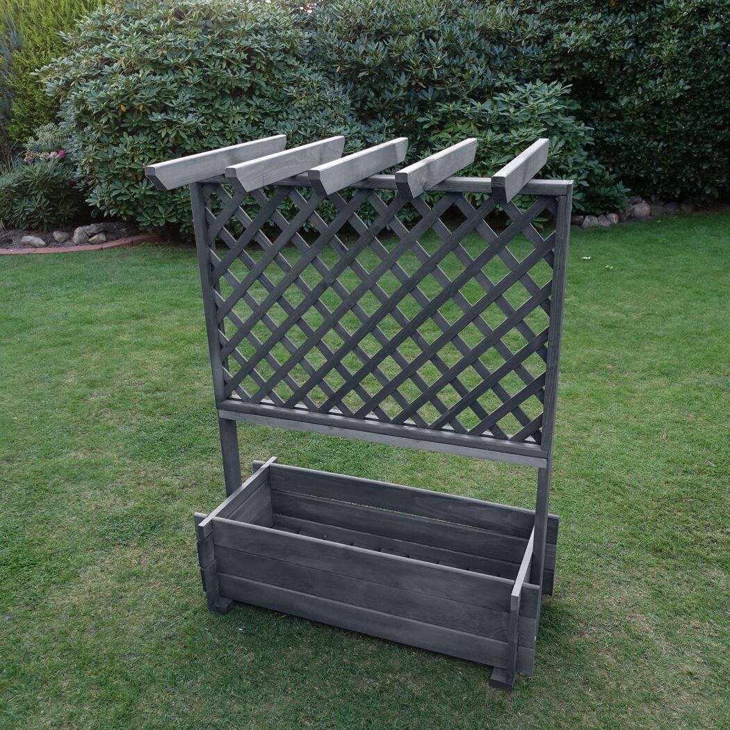 Rankkasten mit Pergola Holz grau 112 x 139 x 65 cm