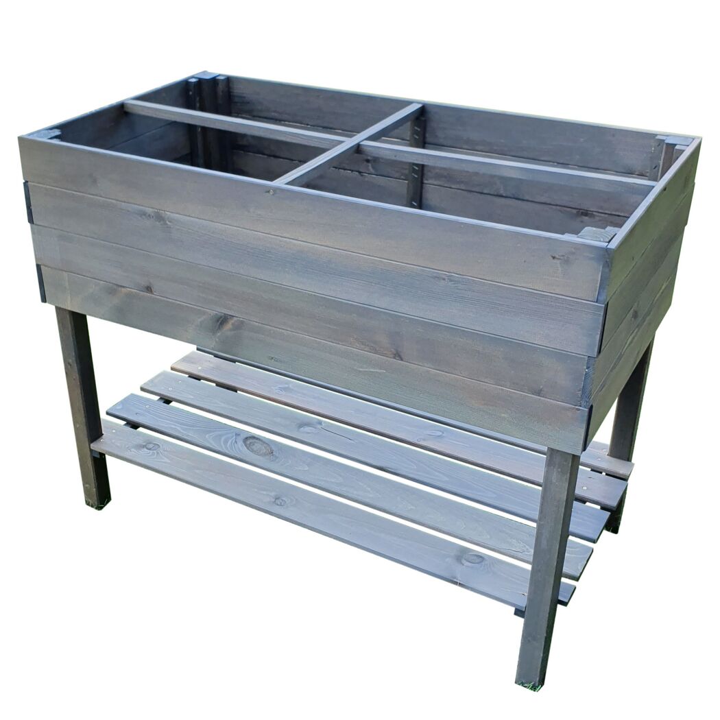 Balkon-Kräuterbeet grau Kiefernholz 100 x 50 x 80 cm
