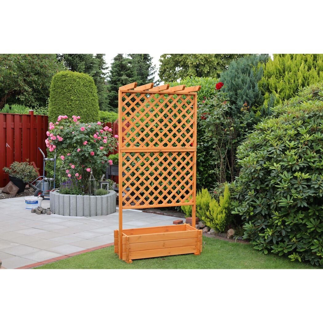 Rankkasten mit Pergola Holz honigbraun 102 x 200 x 64,5 cm