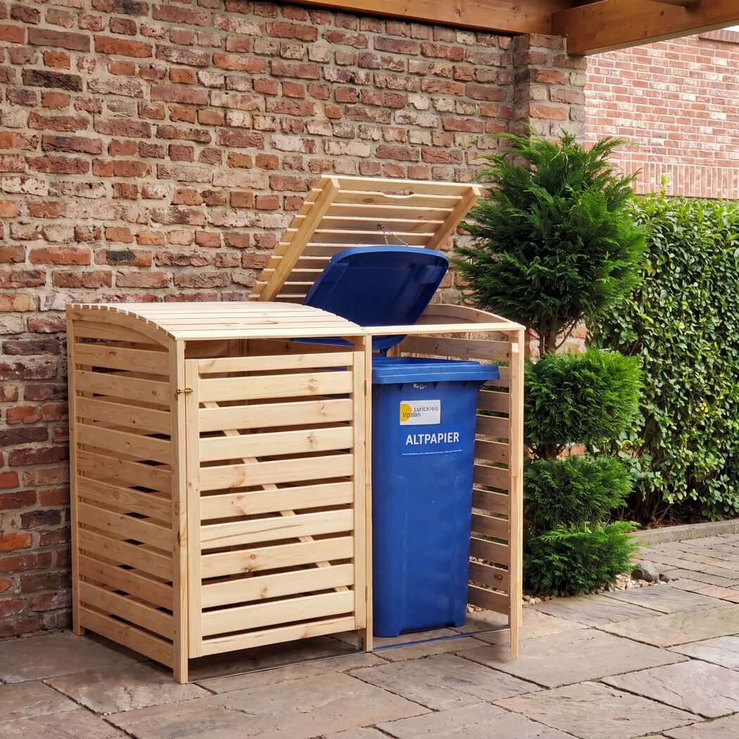 Mülltonnenbox 'Vario III' für 2 Abfalltonnen 148 x 122 x 92 cm natur