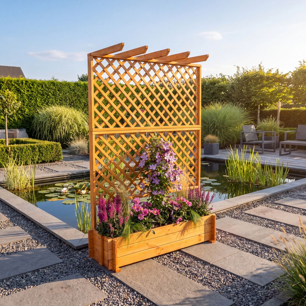 Rankkasten mit Pergola Holz honigbraun 140 x 200 x 64,5 cm