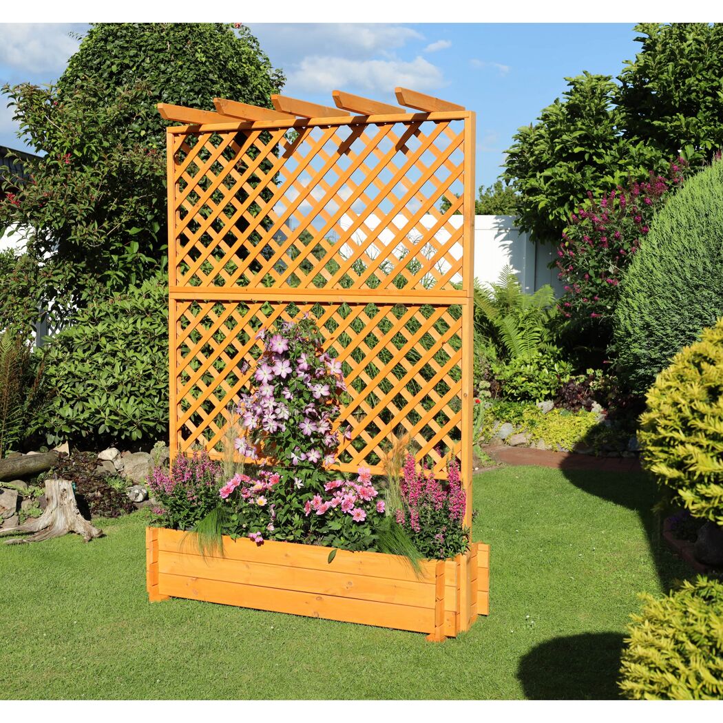 Rankkasten mit Pergola Holz honigbraun 140 x 200 x 64,5 cm