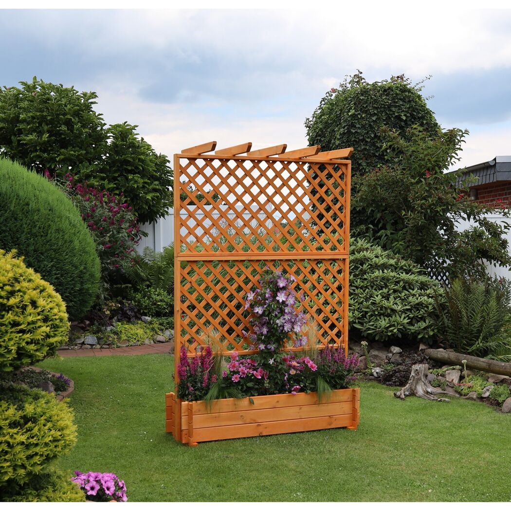 Rankkasten mit Pergola Holz honigbraun 140 x 200 x 64,5 cm