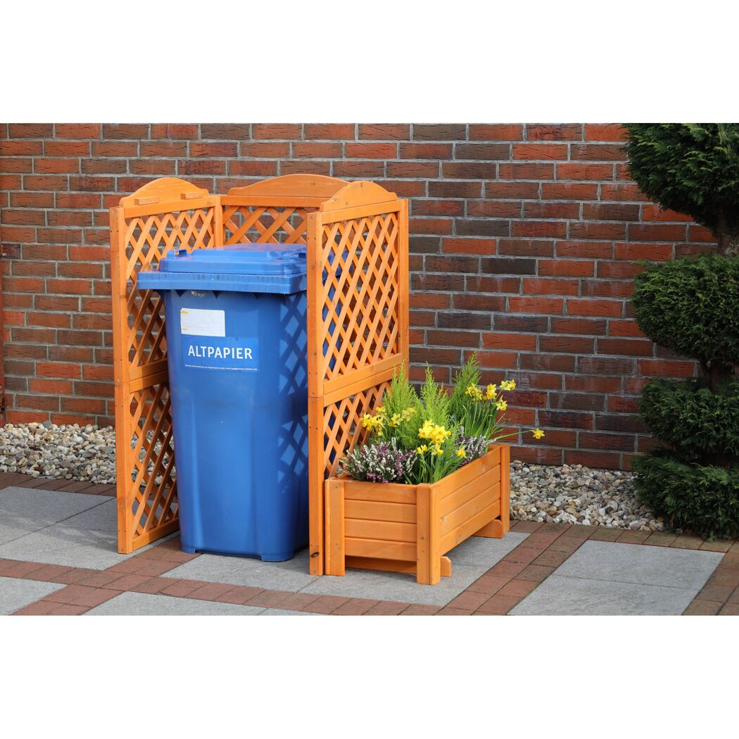 Mülltonnenbox 'Rex' mit Pflanzkasten Holz honigbraun 131 x 127 x 79 cm