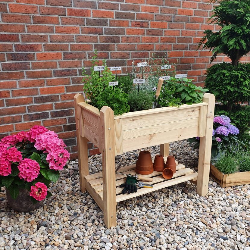 Kräuterbeet natur Kiefernholz 90 x 60 x 84,5 cm