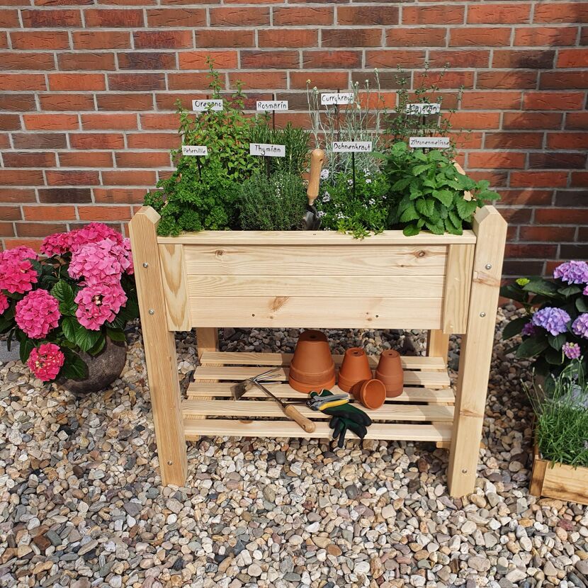 Kräuterbeet natur Kiefernholz 90 x 60 x 84,5 cm