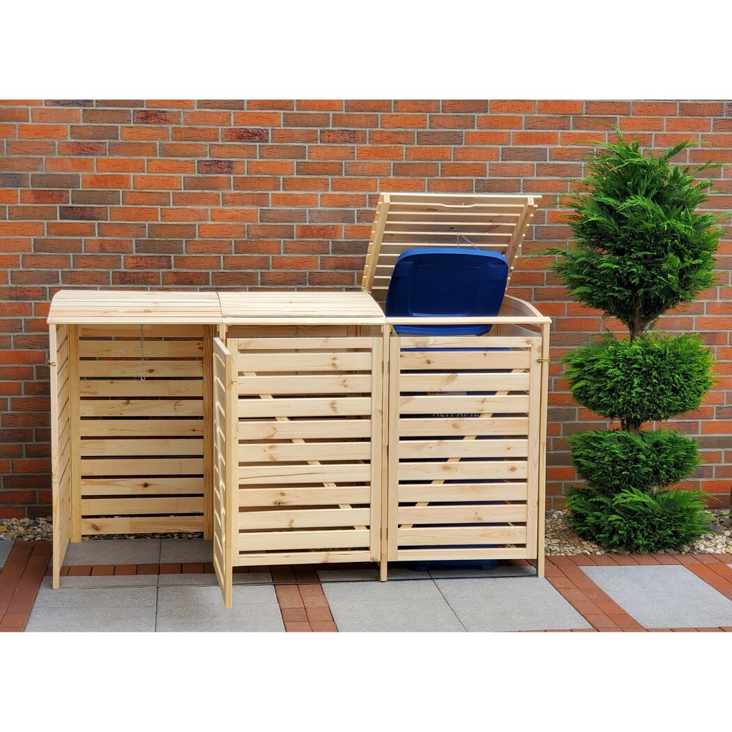 Mülltonnenbox 'Vario III' für 3 Abfalltonnen 219 x 122 x 92 cm natur