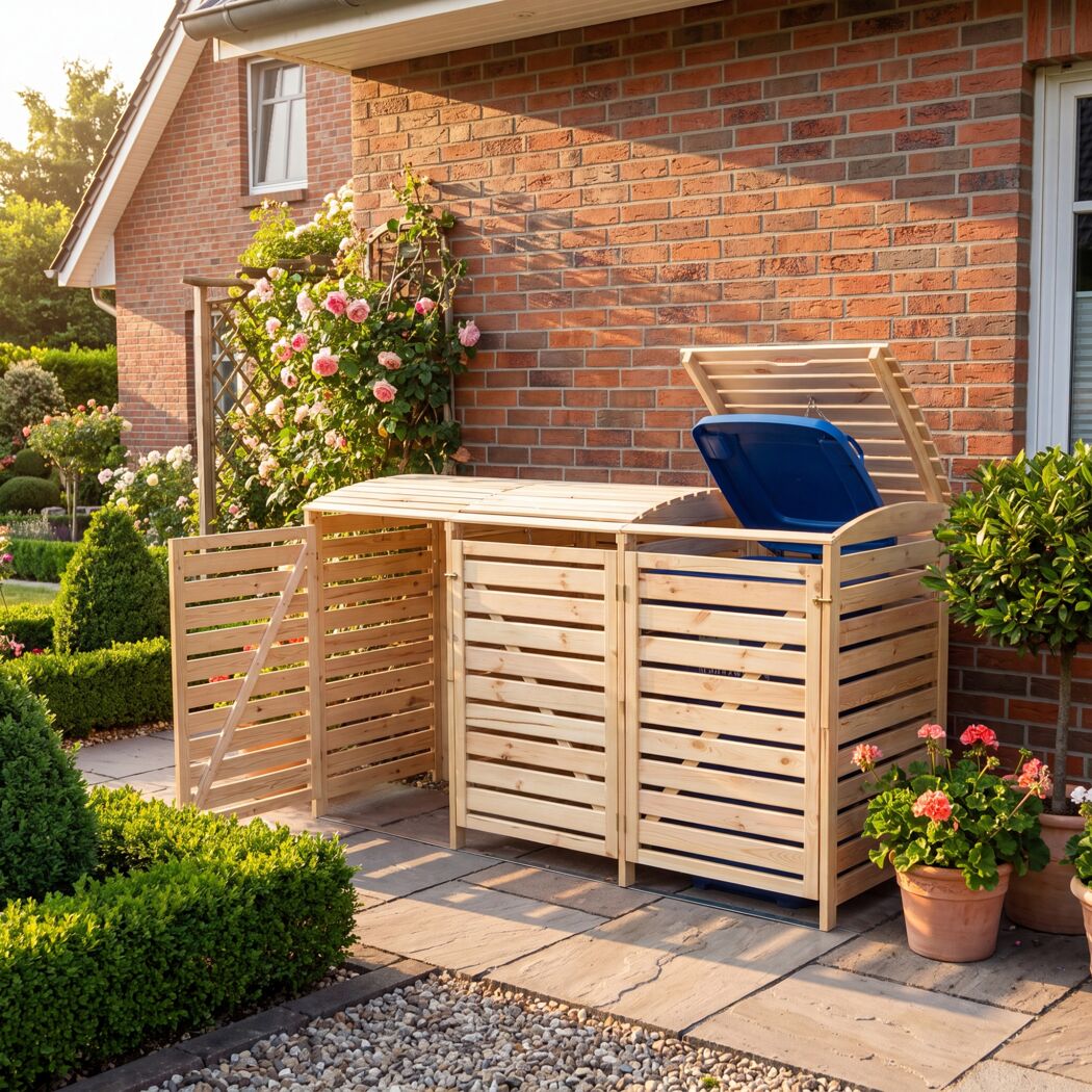 Mülltonnenbox 'Vario III' für 3 Abfalltonnen 219 x 122 x 92 cm natur
