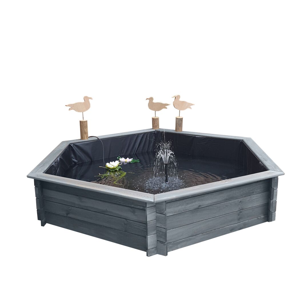 Hochteich sechseckig Solar grau 222 x 40 x 192,5 cm