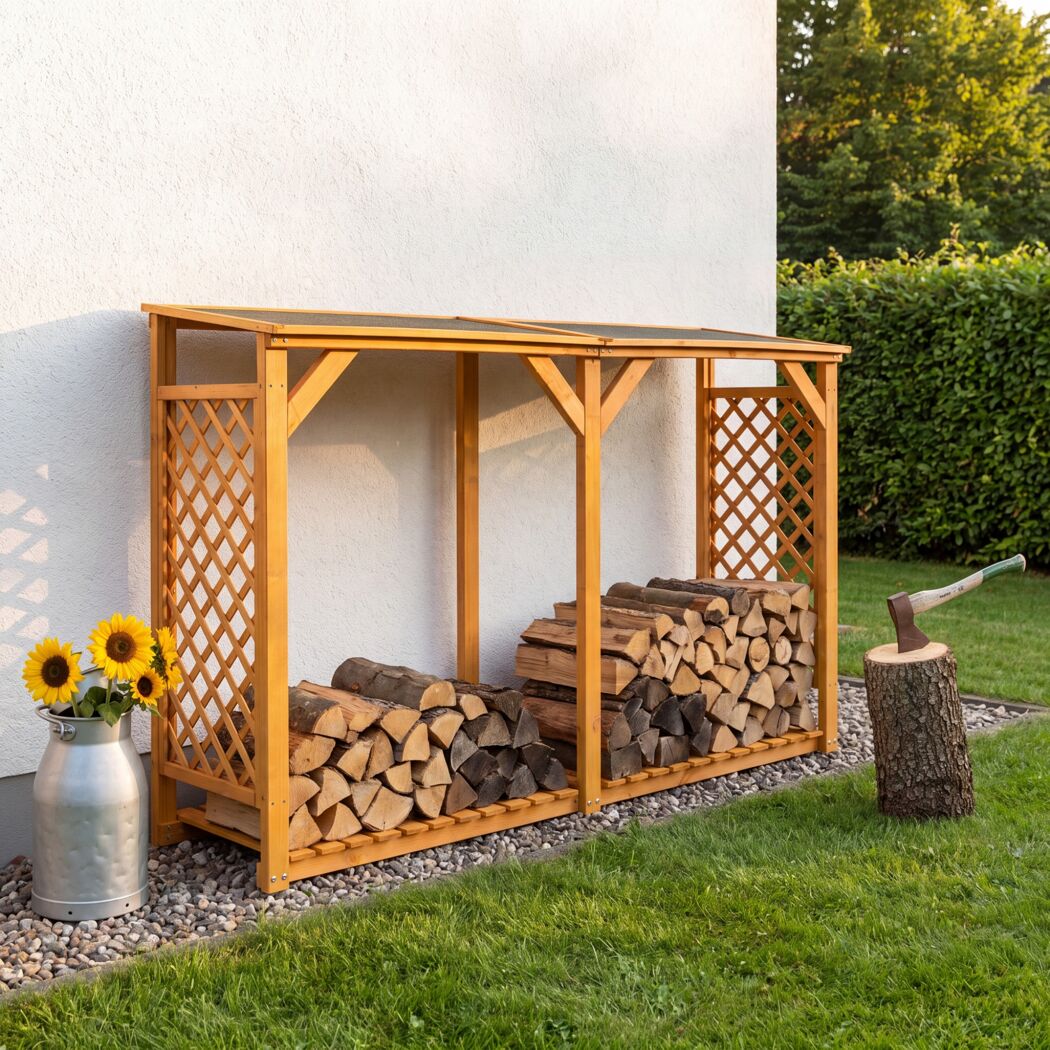 Kaminholzregal 'Speyer' Holz honigbraun 238 x 148 x 68 cm