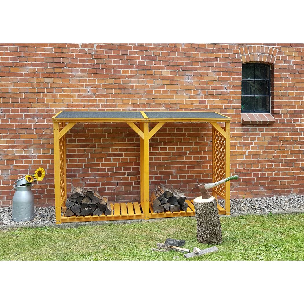 Kaminholzregal 'Speyer' Holz honigbraun 238 x 148 x 68 cm