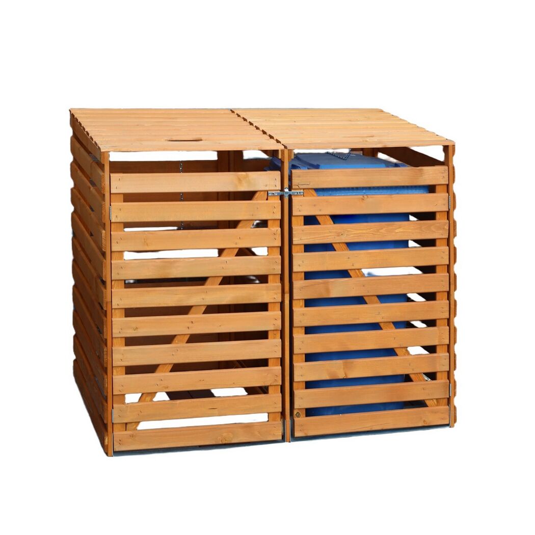 Mülltonnenbox 'Vario V' für 2 Abfalltonnen 148 x 122 x 92 cm honigbraun