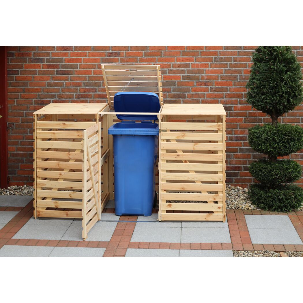 Mülltonnenbox 'Vario V' für 3 Abfalltonnen 219 x 122 x 92 cm natur