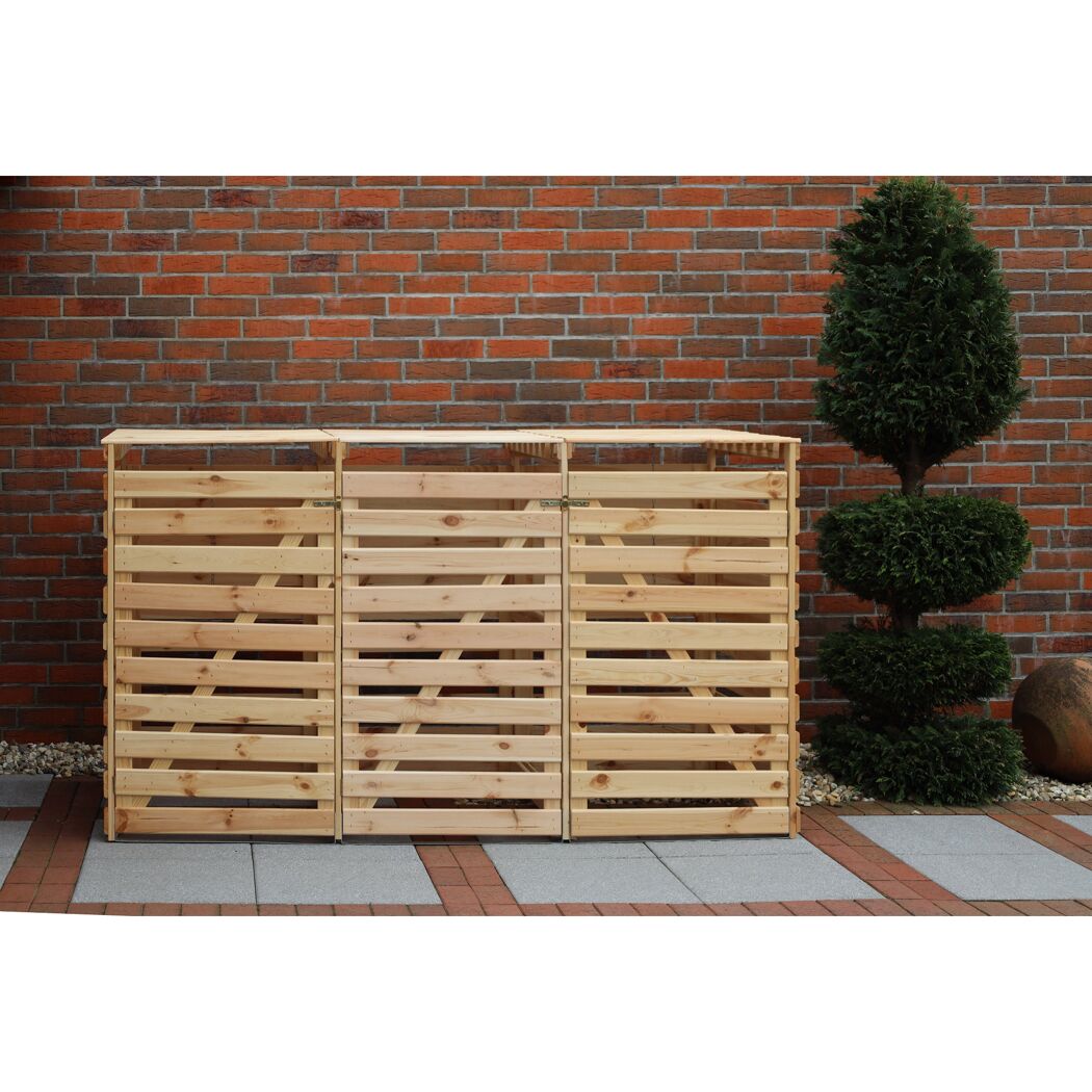 Mülltonnenbox 'Vario V' für 3 Abfalltonnen 219 x 122 x 92 cm natur