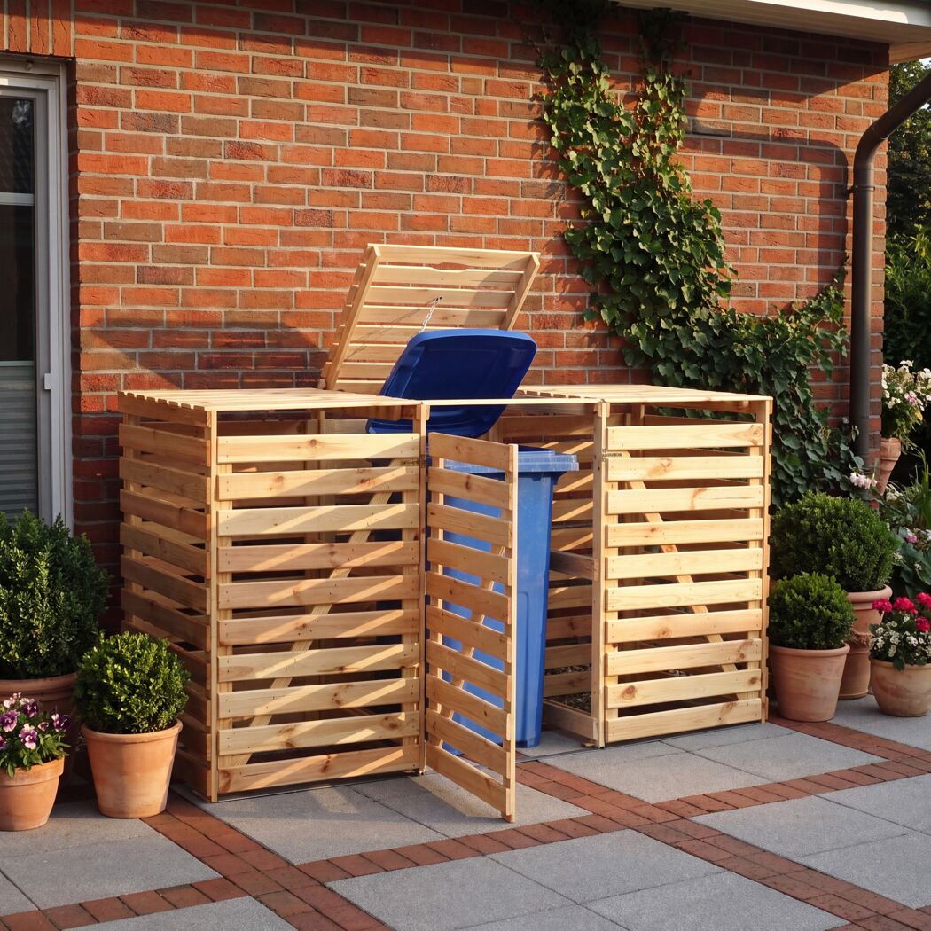 Mülltonnenbox 'Vario V' für 3 Abfalltonnen 219 x 122 x 92 cm natur