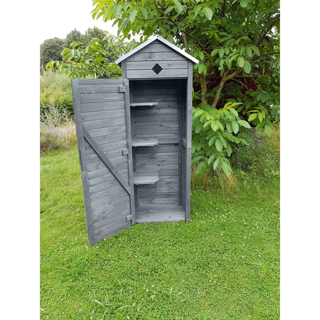Gartenschrank 'Babylon' Kiefernholz grau 78 x 49,5 x 194,5 cm