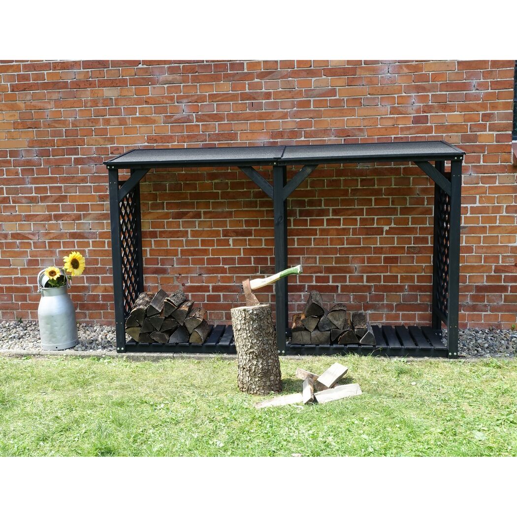 Kaminholzregal 'Speyer' Holz anthrazit 238 x 148 x 68 cm