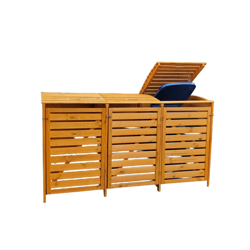 Mülltonnenbox 'Vario III' für 3 Abfalltonnen 219 x 122 x 92 cm honigbraun